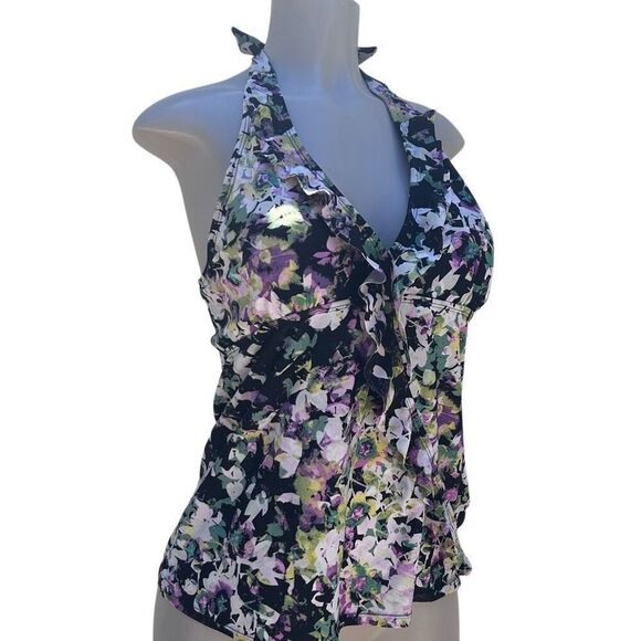 ASSETS By Sarah Blakely Spanx Swim Tankini Women's XL Multicolor Floral Halter - Picture 4 of 13